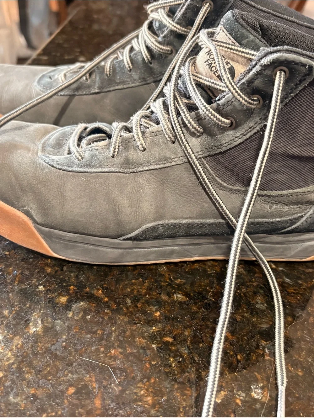 The North Face Men’s Gray Suede High-Top Boots with Brown Sole